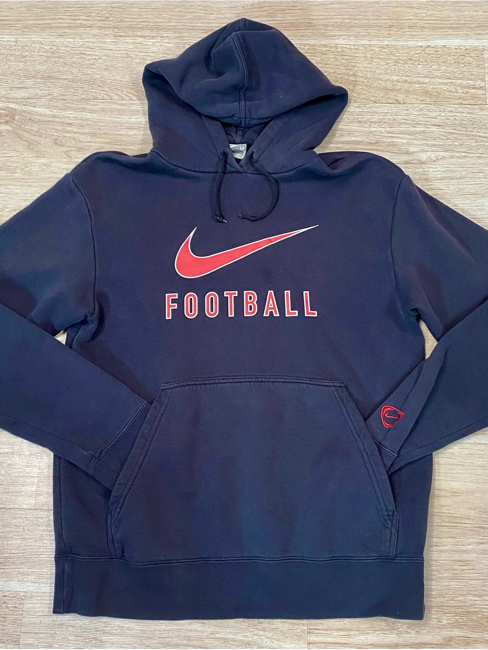 Vintage Nike Football Hoodie Men’s M Black Triangle Swoosh Pullover Sweatshirt